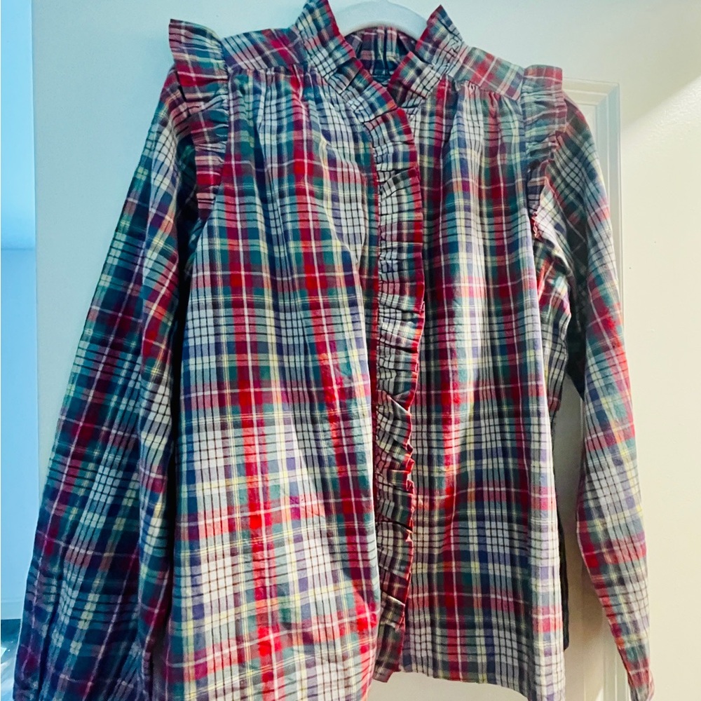 BONTON French boutique plaid shirt